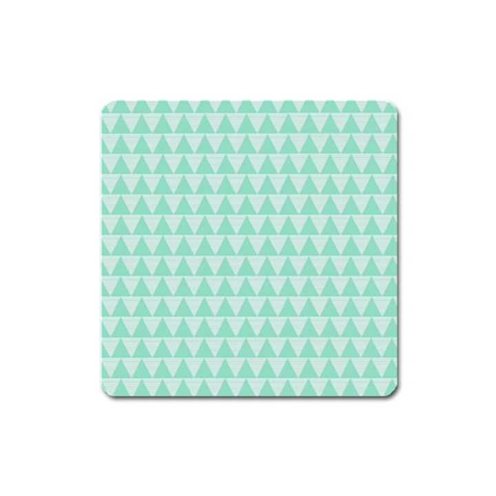 Mint color triangle pattern Square Magnet