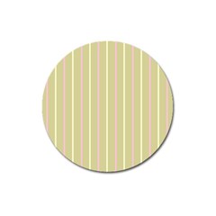 Summer Sand Color Pink And Yellow Stripes Magnet 3  (round) by picsaspassion