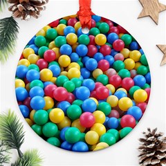 Funny Colorful Red Yellow Green Blue Kids Play Balls Round Ornament (two Sides)  by yoursparklingshop