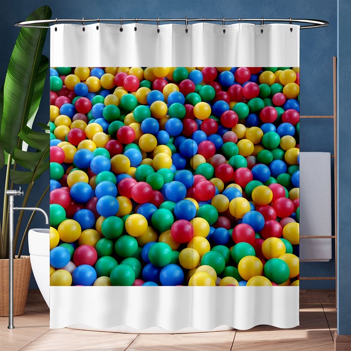 Funny Colorful Red Yellow Green Blue Kids Play Balls Shower Curtain 60  x 72  (Medium) 