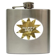 Happy New Year 2017 Gold White Star Hip Flask (6 Oz) by yoursparklingshop