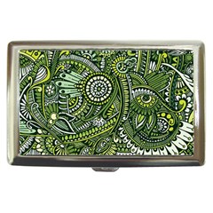 Green Boho Flower Pattern Zz0105 Cigarette Money Case by Zandiepants