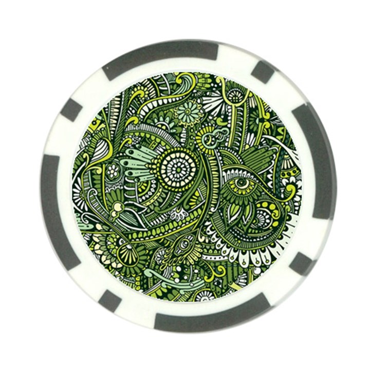 Green Boho Flower Pattern Zz0105 Poker Chip Card Guard