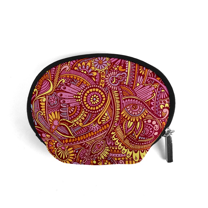 Pink Yellow Hippie Flower Pattern Zz0106 Accessory Pouch (Small)