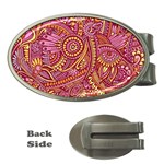 Pink Yellow Hippie Flower Pattern Zz0106 Money Clip (Oval) Front