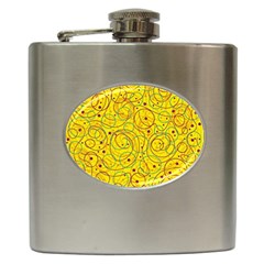 Yellow Abstract Art Hip Flask (6 Oz) by Valentinaart