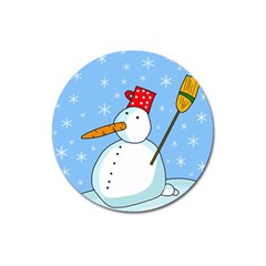 Snowman Magnet 3  (round) by Valentinaart