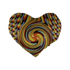 Gold Blue And Red Swirl Pattern Standard 16  Premium Flano Heart Shape Cushions by digitaldivadesigns