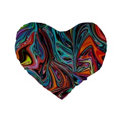 Brilliant Abstract In Blue, Orange, Purple, And Lime-green  Standard 16  Premium Flano Heart Shape Cushions by digitaldivadesigns