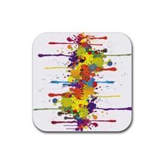 Crazy Multicolored Double Running Splashes Rubber Coaster (square)  by EDDArt