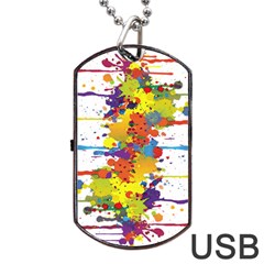 Crazy Multicolored Double Running Splashes Dog Tag Usb Flash (two Sides)  by EDDArt