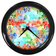 Colorful Mosaic  Wall Clocks (black) by designworld65