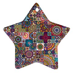 Ornamental Mosaic Background Star Ornament (two Sides)  by TastefulDesigns