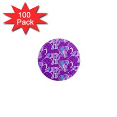 Cute Violet Elephants Pattern 1  Mini Magnets (100 Pack)  by DanaeStudio