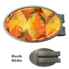 Fall Colors Leaves Pattern Money Clips (oval)  by DanaeStudio