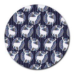 Geometric Deer Retro Pattern Round Mousepads by DanaeStudio