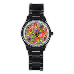 Colorful Mosaic Stainless Steel Round Watch by DanaeStudio