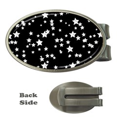 Black And White Starry Pattern Money Clips (oval)  by DanaeStudio