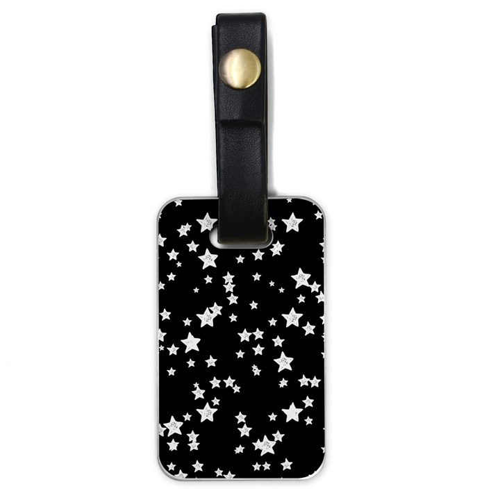 Black And White Starry Pattern Luggage Tags (One Side) 