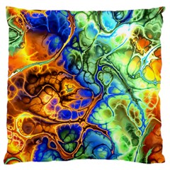 Abstract Fractal Batik Art Green Blue Brown Standard Flano Cushion Case (two Sides) by EDDArt