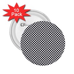 Sports Racing Chess Squares Black White 2 25  Buttons (10 Pack)  by EDDArt