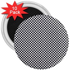 Sports Racing Chess Squares Black White 3  Magnets (10 Pack)  by EDDArt