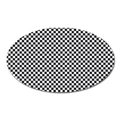 Sports Racing Chess Squares Black White Oval Magnet by EDDArt