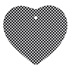 Sports Racing Chess Squares Black White Heart Ornament (2 Sides) by EDDArt