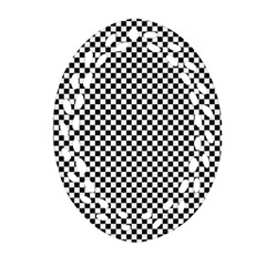 Sports Racing Chess Squares Black White Ornament (oval Filigree)  by EDDArt