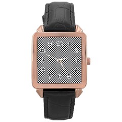 Sports Racing Chess Squares Black White Rose Gold Leather Watch  by EDDArt