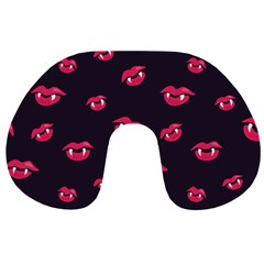 Pattern Of Vampire Mouths And Fangs Travel Neck Pillows by CreaturesStore