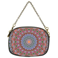 Abstract Painting Mandala Salmon Blue Green Chain Purses (one Side)  by EDDArt