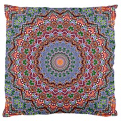 Abstract Painting Mandala Salmon Blue Green Standard Flano Cushion Case (two Sides) by EDDArt