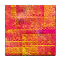 Yello And Magenta Lace Texture Face Towel by DanaeStudio