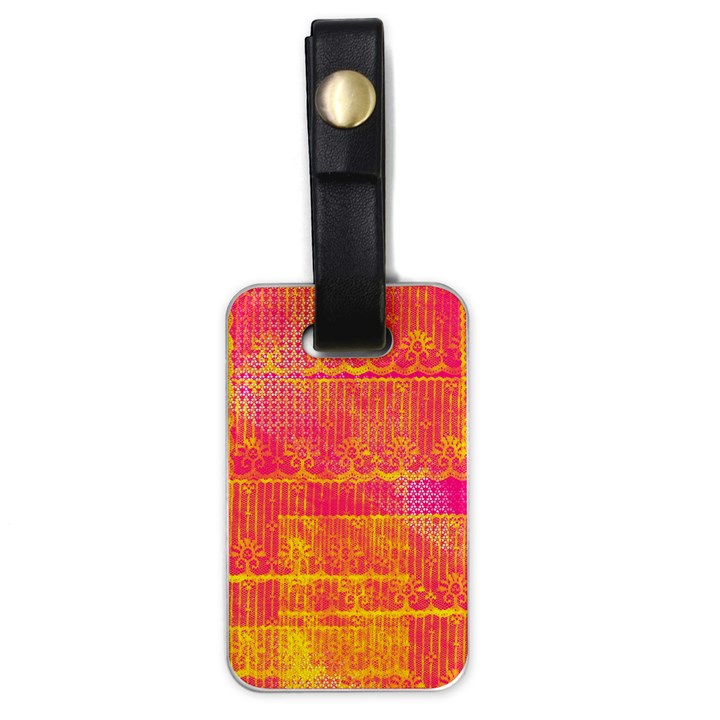 Yello And Magenta Lace Texture Luggage Tags (One Side) 