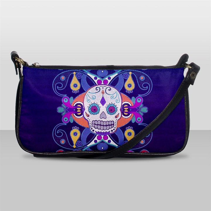 Día De Los Muertos Skull Ornaments Multicolored Shoulder Clutch Bags