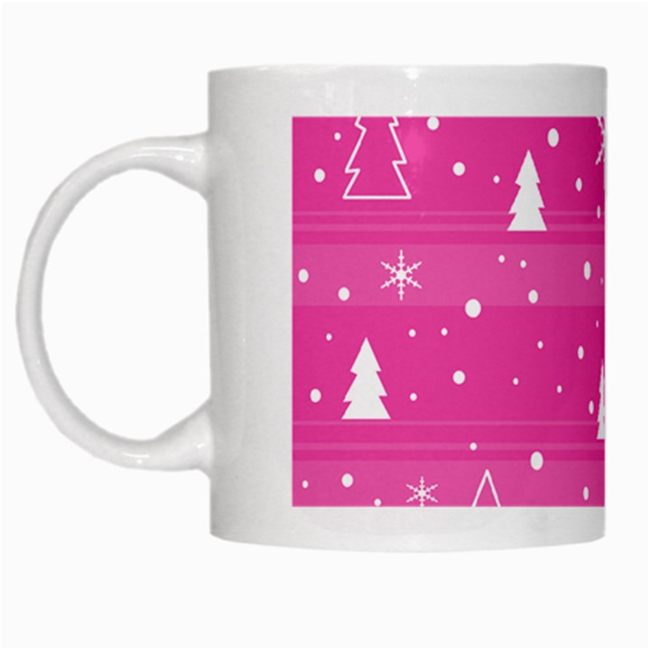 Magenta Xmas White Mugs