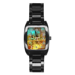 Autumn Landscape Impressionistic Design Stainless Steel Barrel Watch by digitaldivadesigns