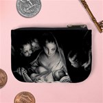 Nativity Scene Birth Of Jesus With Virgin Mary And Angels Black And White Litograph Mini Coin Purses Back