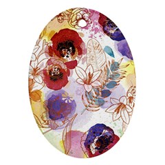 Watercolor Spring Flowers Background Ornament (oval)  by TastefulDesigns