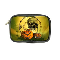 Halloween, Funny Pumpkins And Skull With Spider Coin Purse by FantasyWorld7