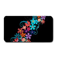 Coorful Flower Design On Black Background Medium Bar Mats by GabriellaDavid