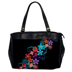 Coorful Flower Design On Black Background Office Handbags by GabriellaDavid