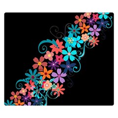 Coorful Flower Design On Black Background Double Sided Flano Blanket (small)  by GabriellaDavid