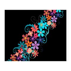 Coorful Flower Design On Black Background Double Sided Flano Blanket (large)  by GabriellaDavid