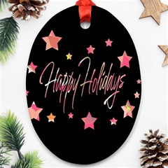 Happy Holidays 3 Oval Ornament (two Sides) by Valentinaart