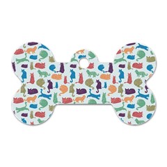 Blue Colorful Cats Silhouettes Pattern Dog Tag Bone (two Sides) by Contest580383