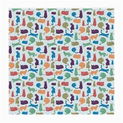 Blue Colorful Cats Silhouettes Pattern Medium Glasses Cloth (2-side) by Contest580383