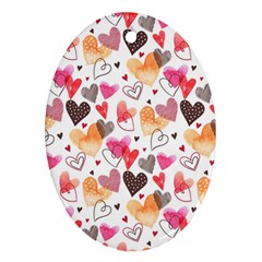 Colorful Cute Hearts Pattern Oval Ornament (two Sides) by TastefulDesigns