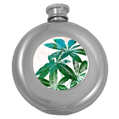 Pachira Leaves  Round Hip Flask (5 Oz) by DanaeStudio